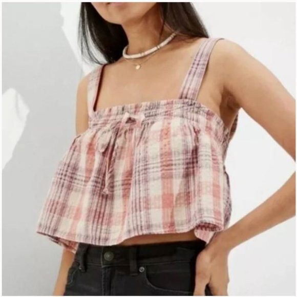 American Eagle Outfitters Tops - 🌸4/$20🌸American Eagle Plaid Cropped Tank Top Size Medium NWOT